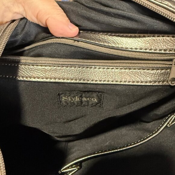 Style & Co Metallic Silver Quilted Shoulder Bag - Picture 6 of 6